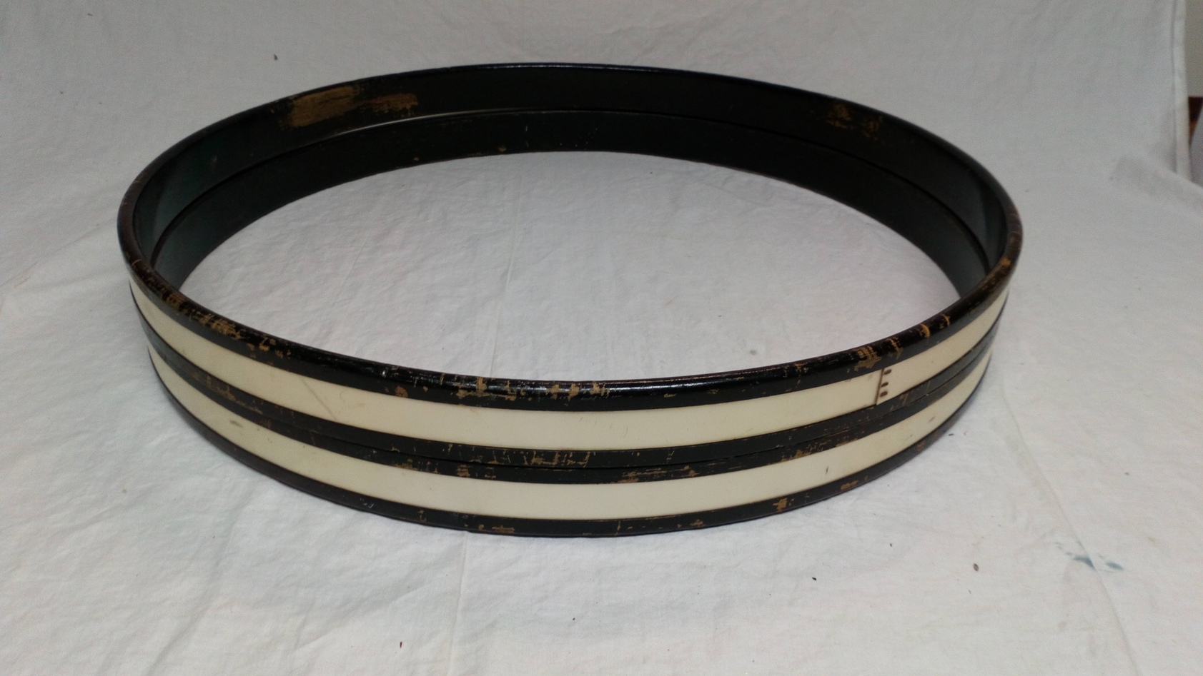 Pair Of 22" Premier Bass Drum Hoops 70s Polychromatic Silver Drumattic