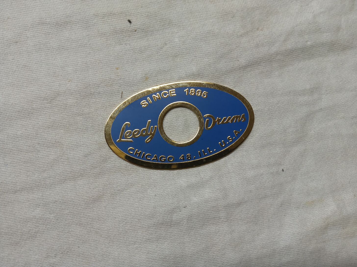 1957-1958 Leedy Blue Oval Drum Badge Repro 